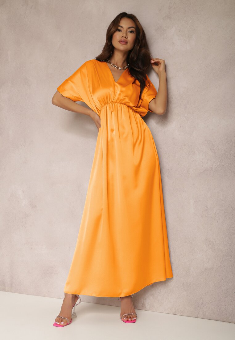 Pomarańczowa Sukienka Satynowa Cythora