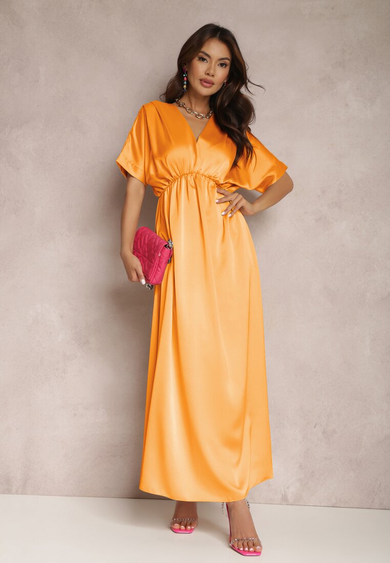 Pomarańczowa Sukienka Satynowa Cythora