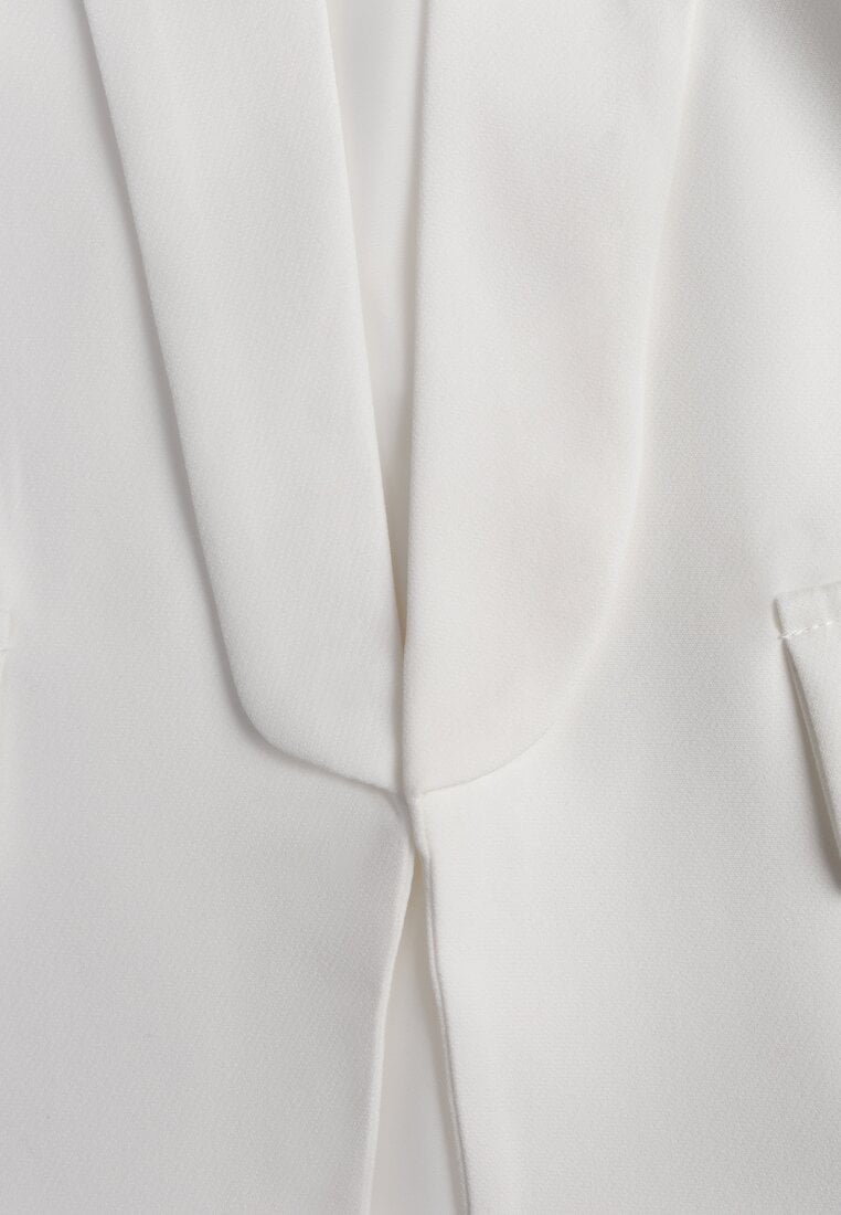 Biała Marynarka Niezapinana z Marszczonymi Rękawami Orolea