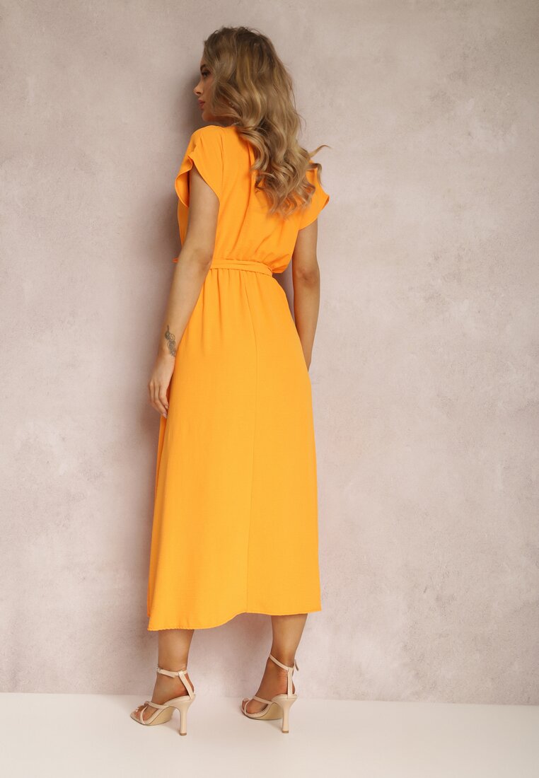 Pomarańczowa Sukienka z Paskiem Lalynome