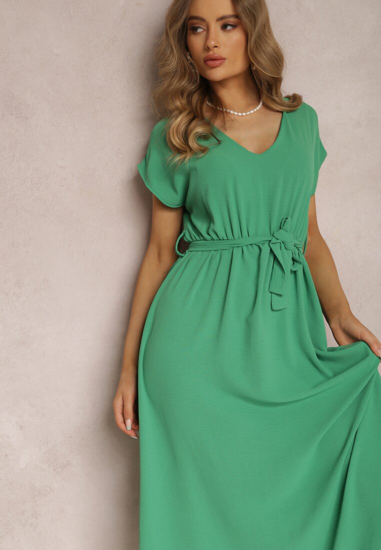 Zielona Sukienka z Paskiem Lalynome