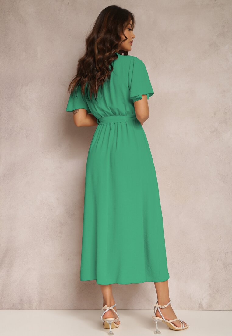 Zielona Sukienka z Paskiem Oreithadina