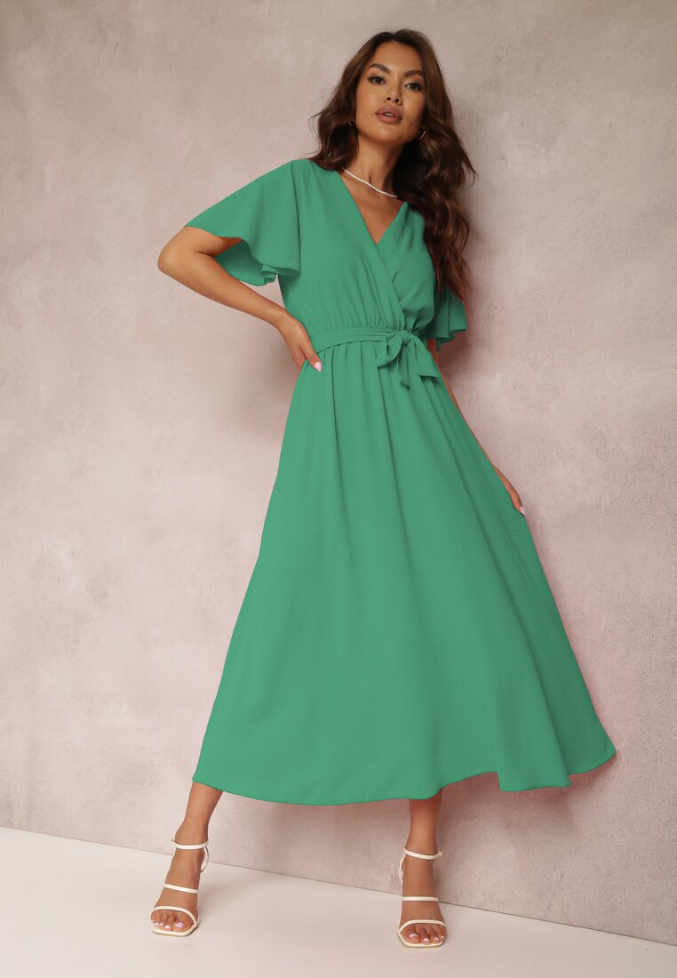 Zielona Sukienka z Paskiem Oreithadina