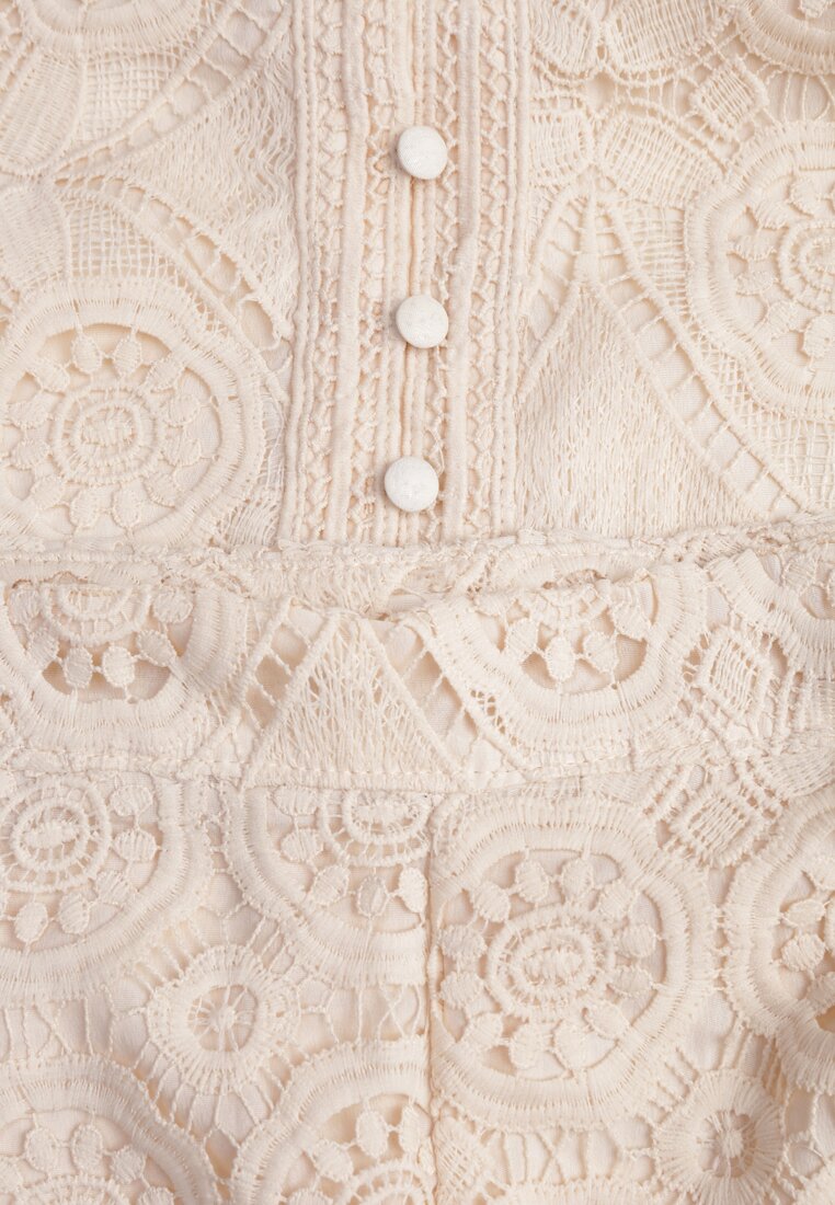 Jasnobeżowy 2-Częściowy Komplet Koronkowy Lolet