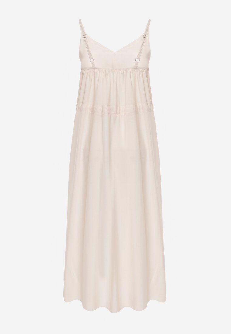 Rochie bej din viscoză Kena