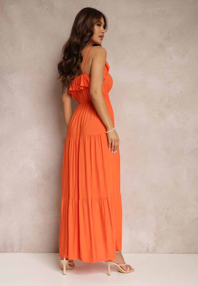 Pomarańczowa Sukienka z Wiskozy Spinon