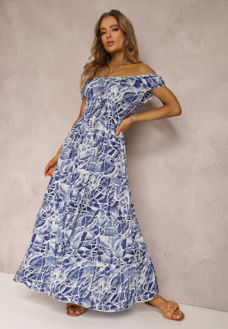 Niebieska Sukienka z Wiskozy Novredi