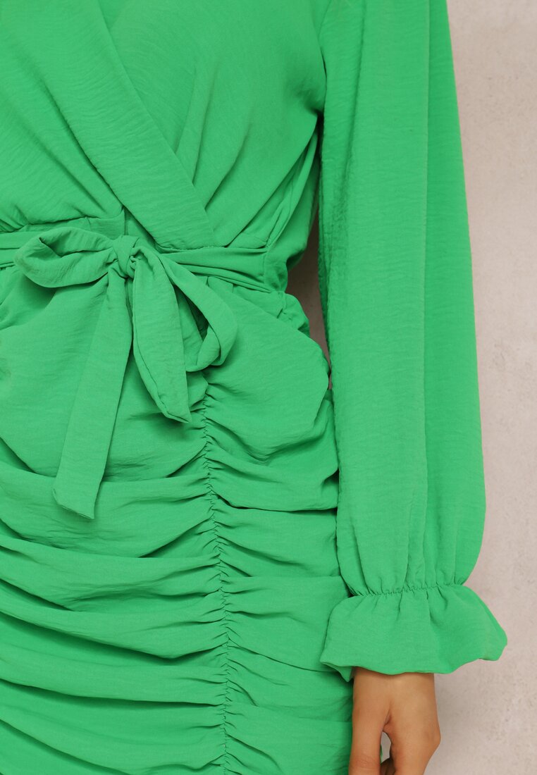Zielona Sukienka z Paskiem Telephaste