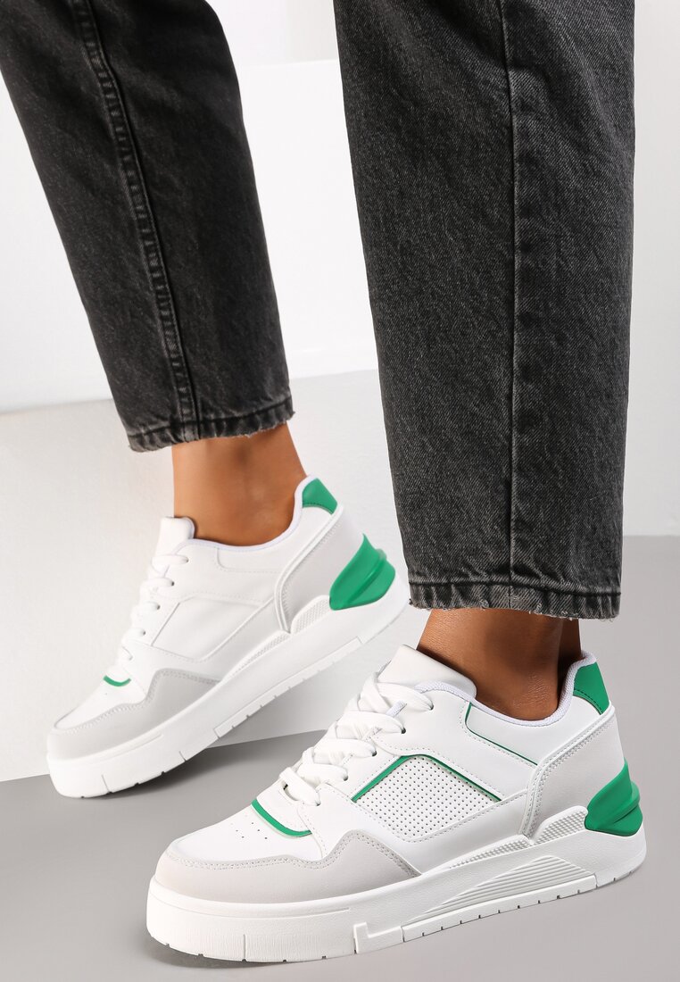 Biało-Zielone Sneakersy Botrel