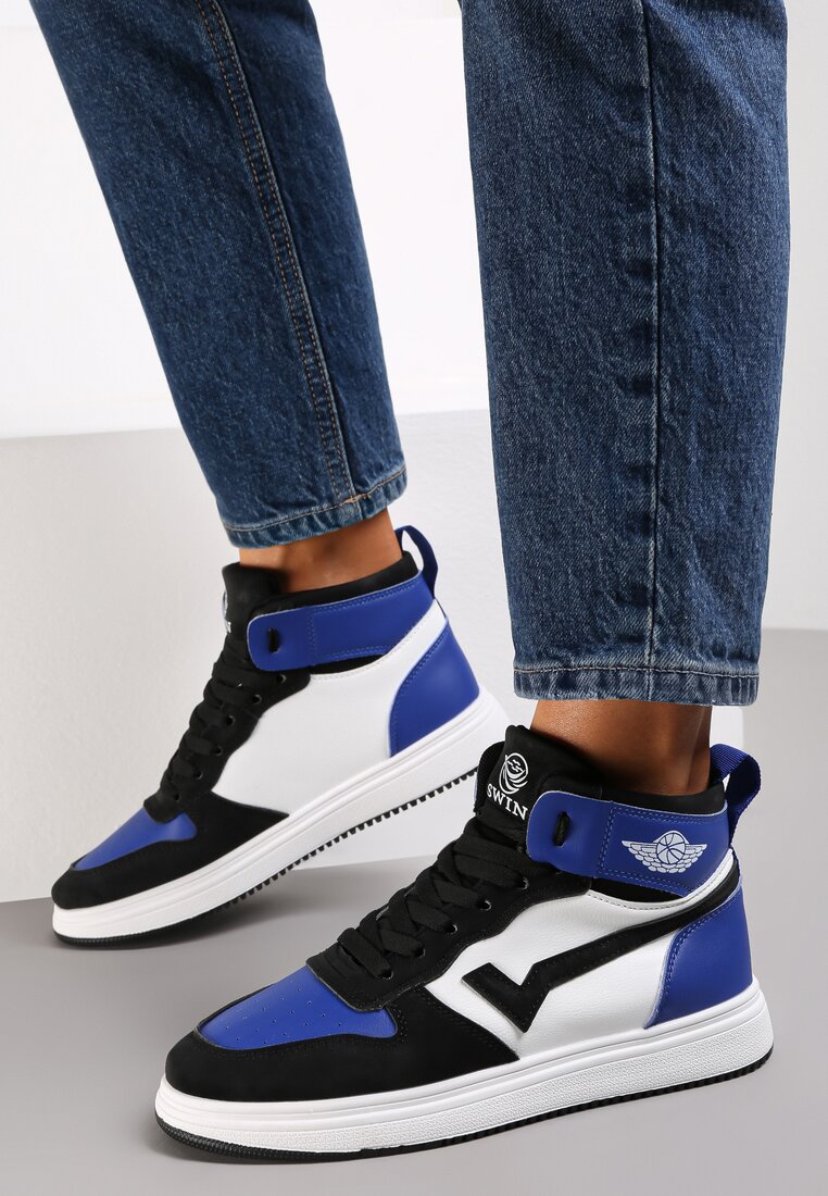 Czarno-Niebieskie Sneakersy Espina