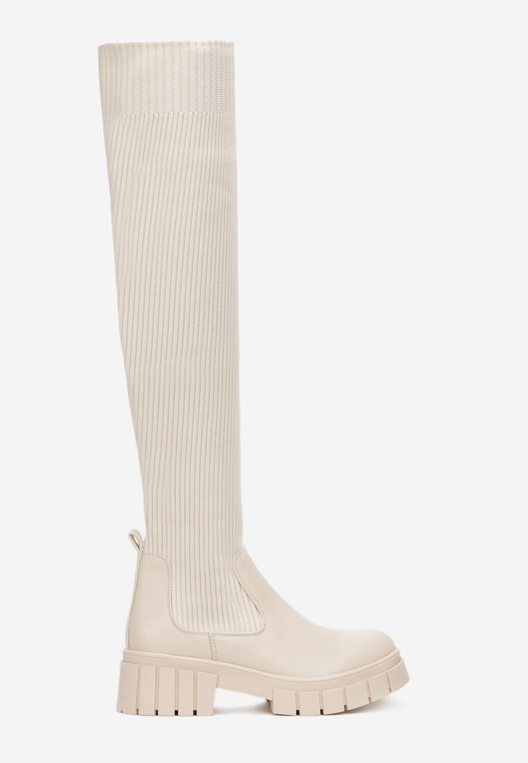 Cizme bej Brygoros cu carâmb elastic