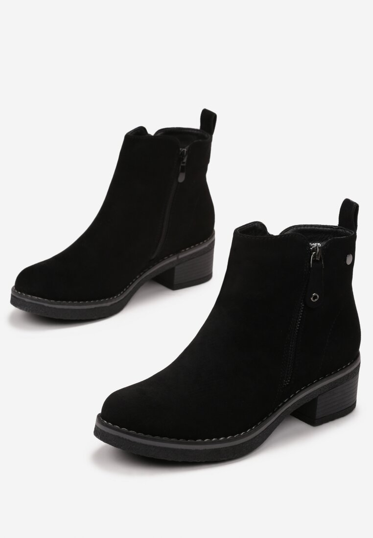 Botine negre cu imprimeu șarpe Perice