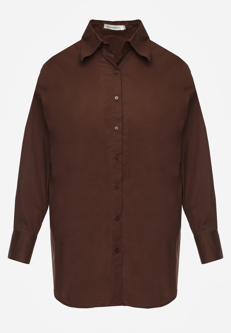 Ciemnobrązowa Koszula Bawełniana Aquida