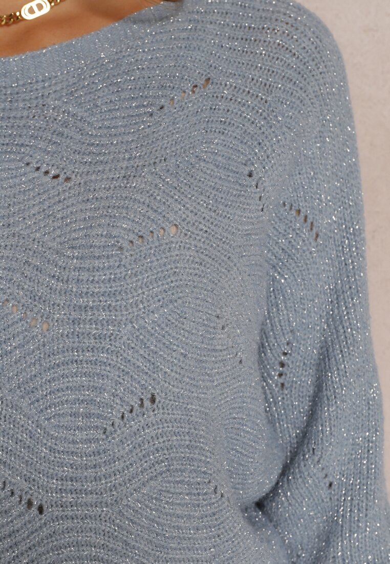 Niebieski Sweter z Metaliczną Nitką Svend