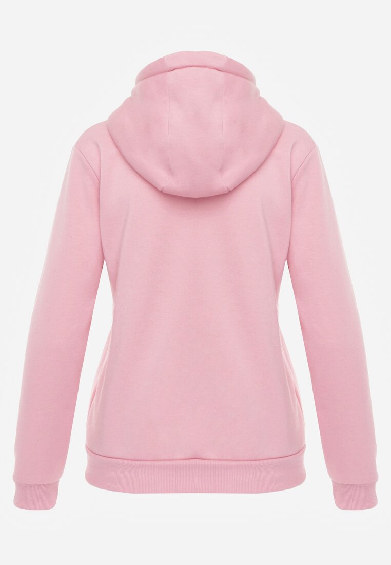 Różowa Bluza z Kapturem Zapinana na Suwak Edan