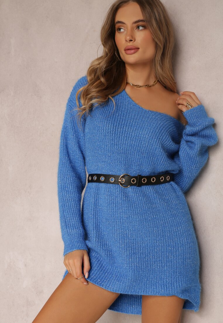 Niebieski Sweter z Metaliczną Nitką Delias