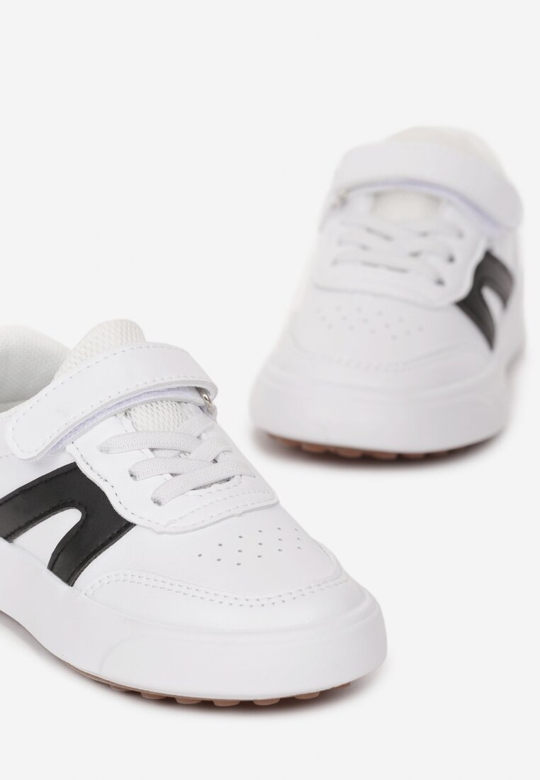 Biało-Czarne Buty Sportowe Sneakersy ze Skórzaną Wkładką Culena