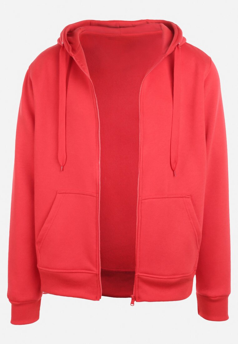 Bluză Roșie Casual Cu Gluga Și Fleece Shuberta