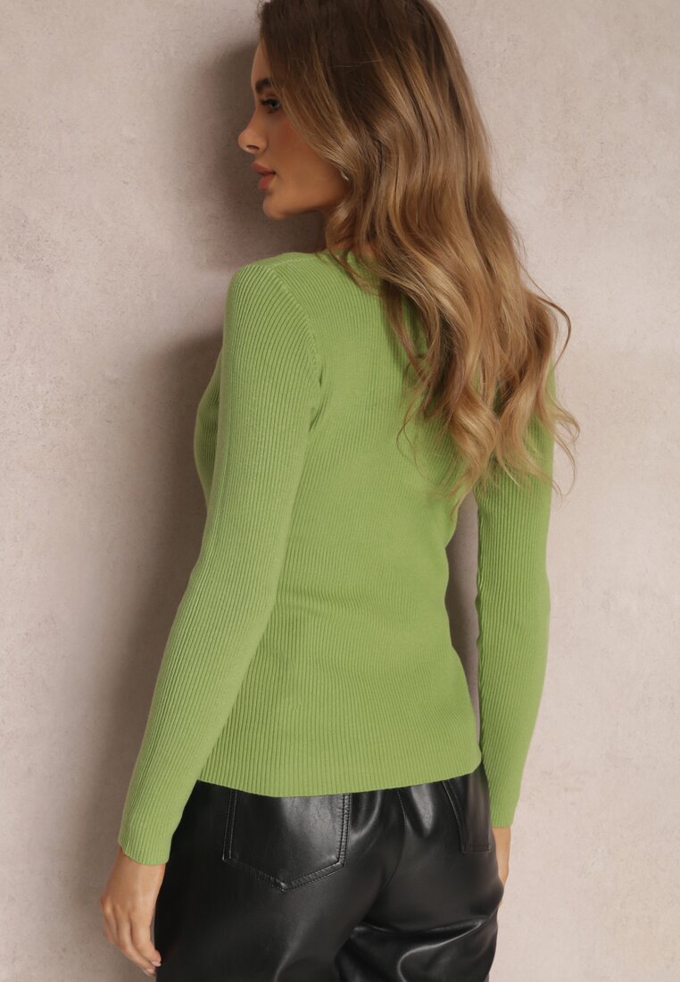 Zielony Sweter Prążkowany Nus