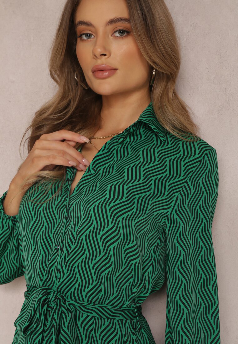 Zielona Sukienka Koszulowa Lelli