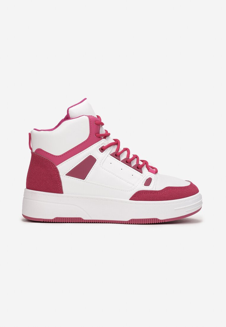 Biało-Różowe Sneakersy na Grubej Podeszwie Metialla