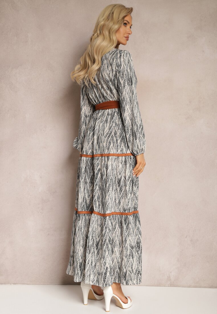Rochie Gri cu Elastic in Talie Nossi