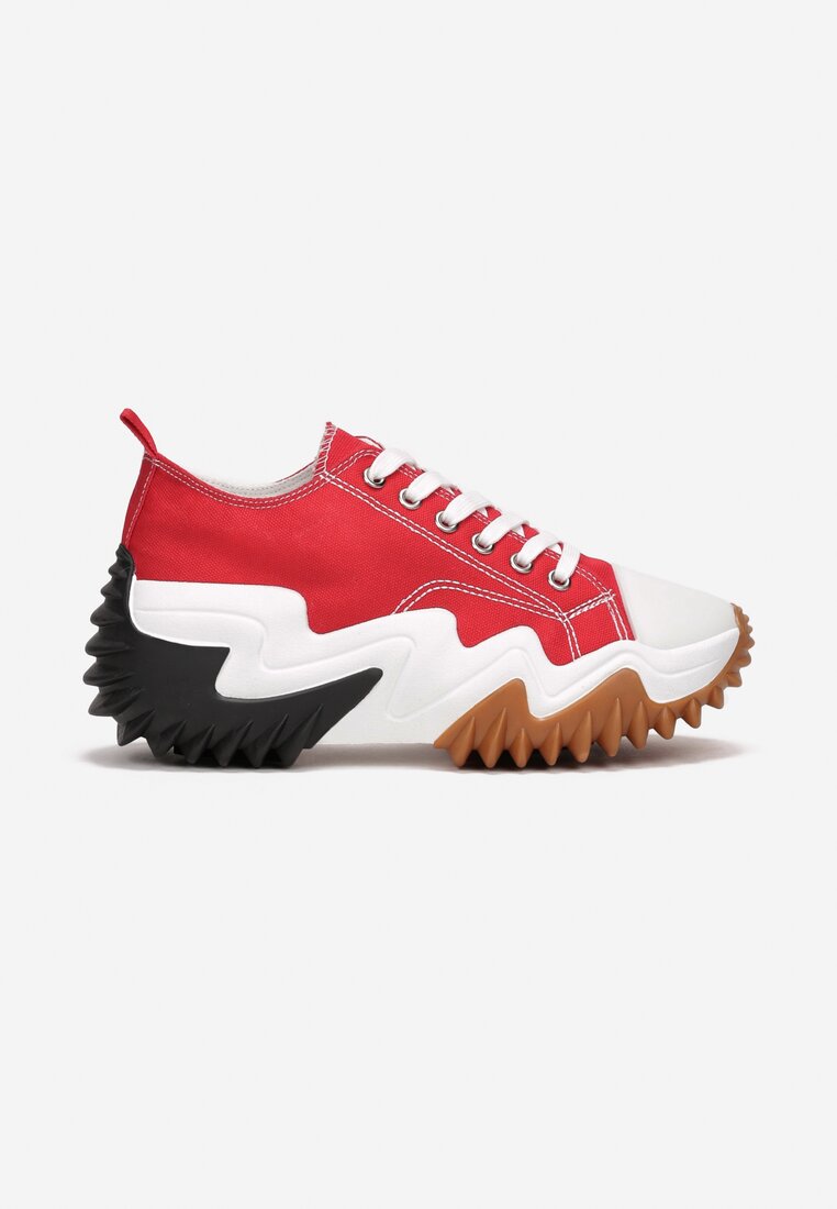 Czerwone Sneakersy na Platformie z Wypustkami Zegrer