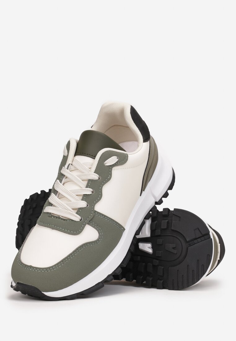 Beżowo-Zielone Sneakersy Klymyle