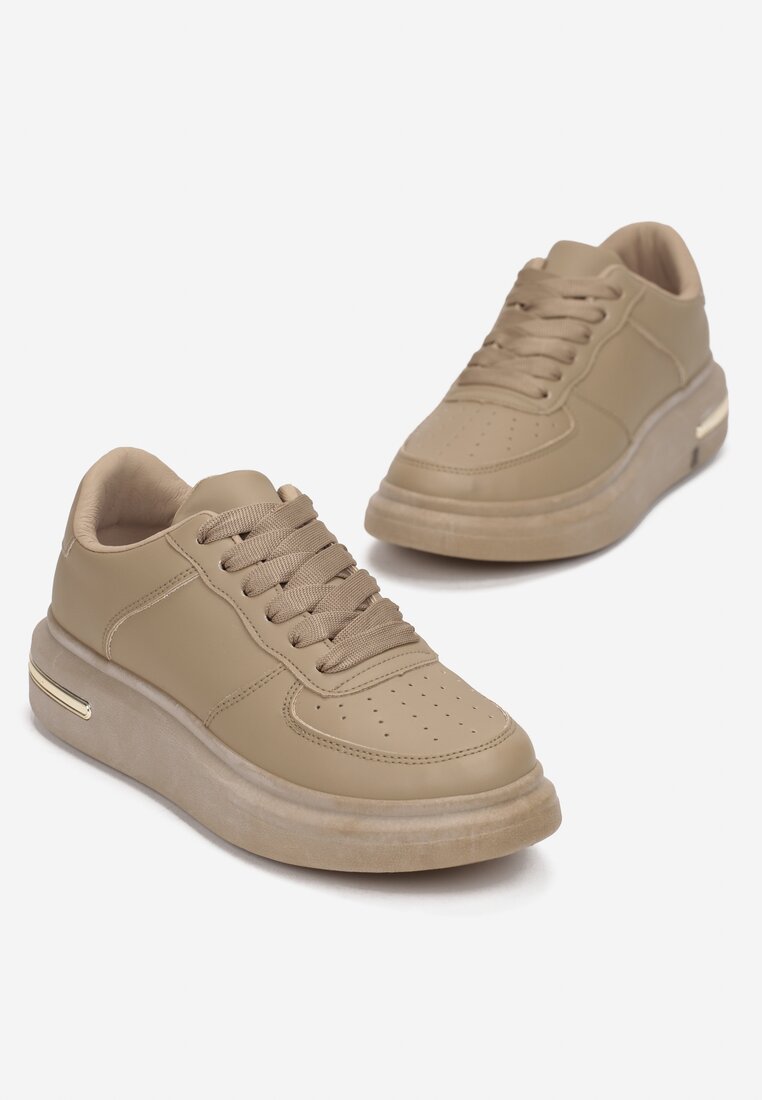 Sneakerși bej închis sub gleznă cu perforații Kallestra