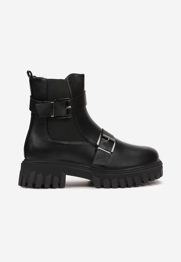 Botine negre workeri cu cataramă Yeza