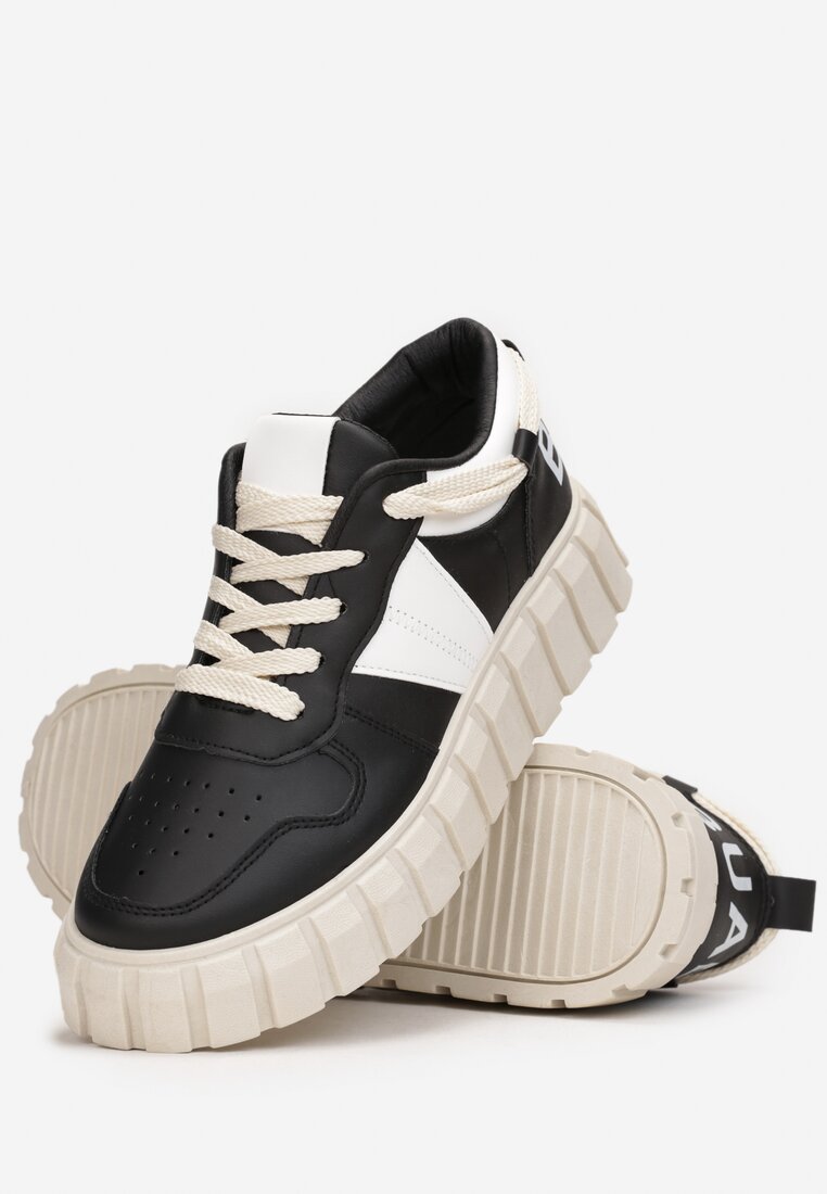Czarno-Białe Sneakersy na Grubej Podeszwie Dodavah
