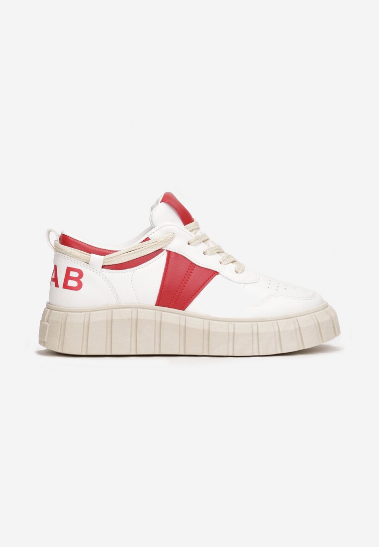 Biało-Czerwone Sneakersy na Grubej Podeszwie Dodavah