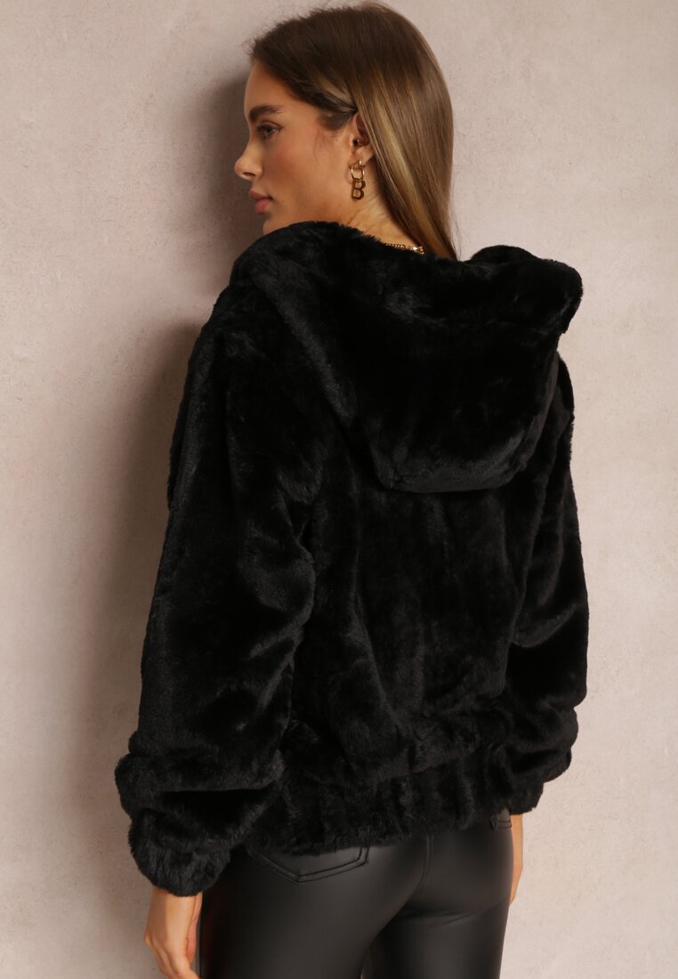 Czarna Kurtka Futerko Teddy Oversize Fofana