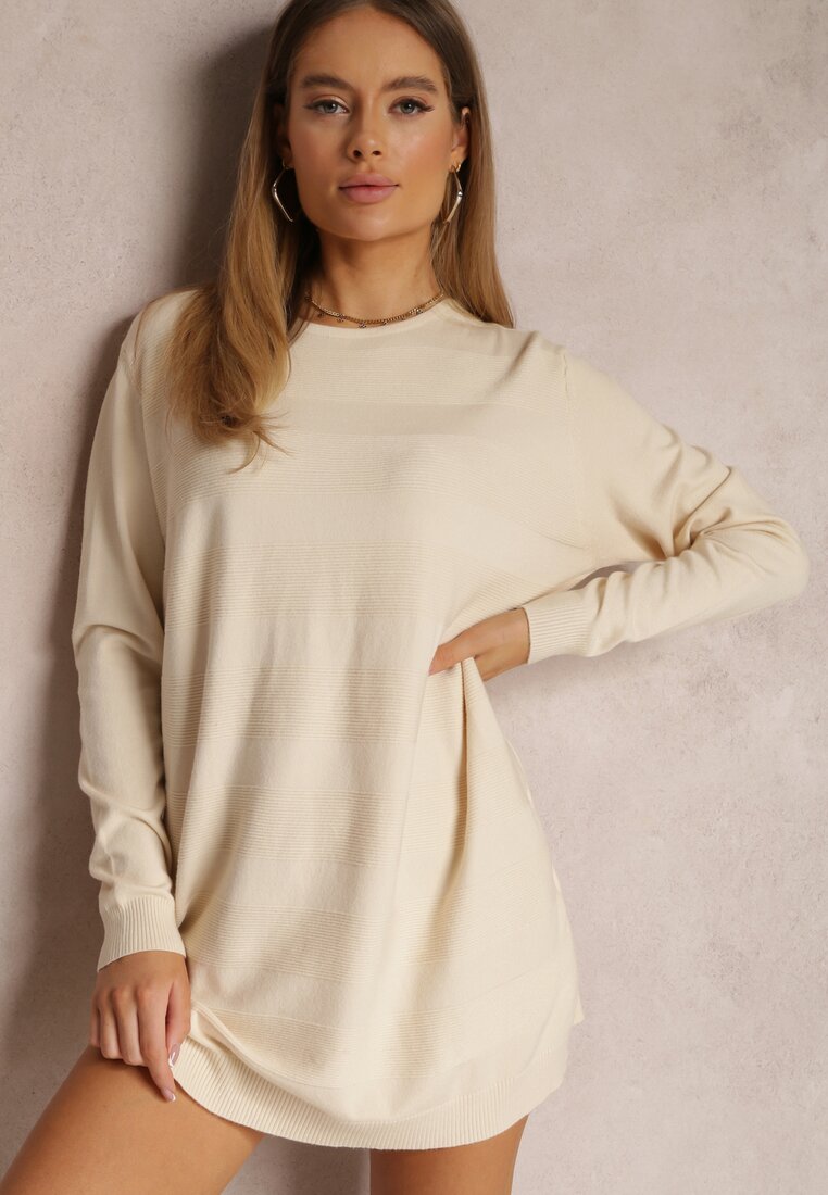 Beżowy Sweter Oversize Micha