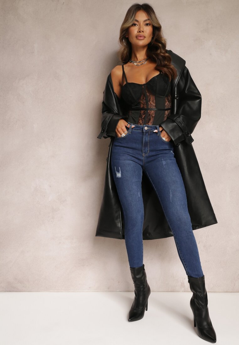 Granatowe Jeansy Skinny Push Up Chavi