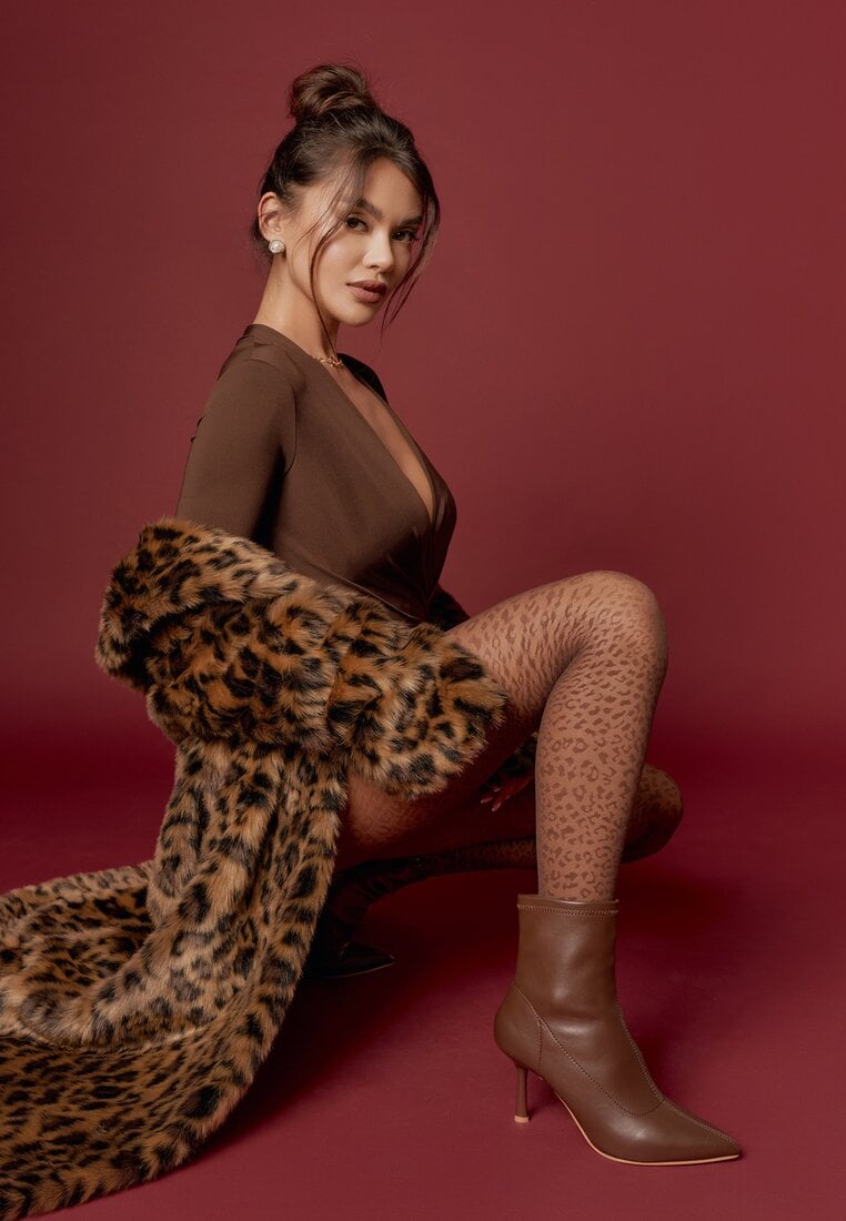 Brązowe Botki na Szpilce z Dopasowaną Cholewką Hilila