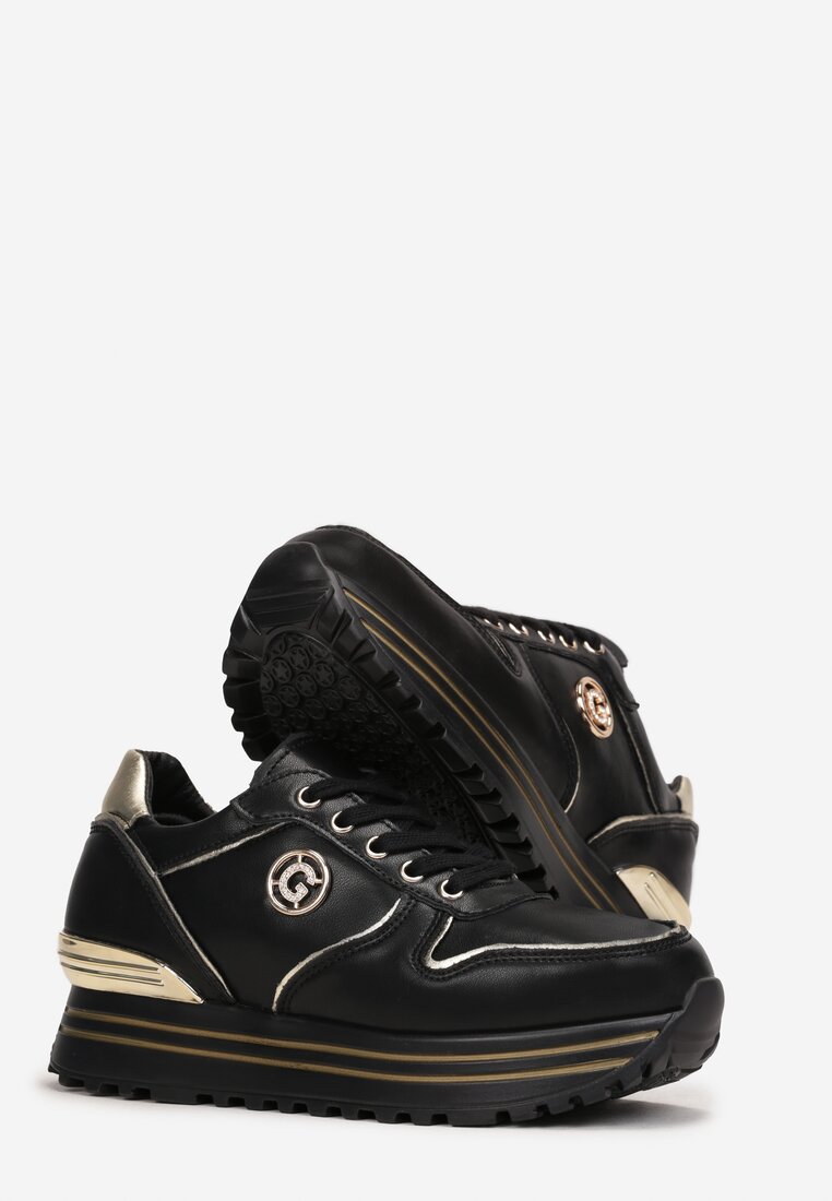 Czarne Sneakersy ze Skóry Naturalnej Asaros