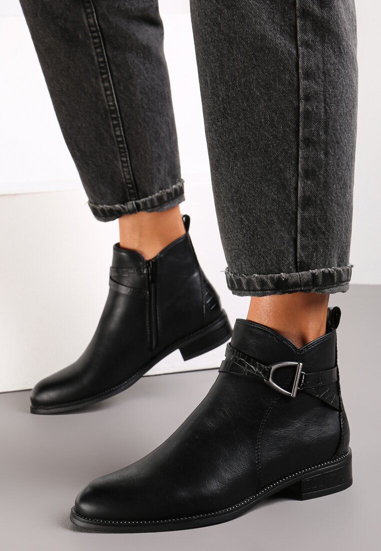 Ghete Botine Negre cu Cataramă Cholle