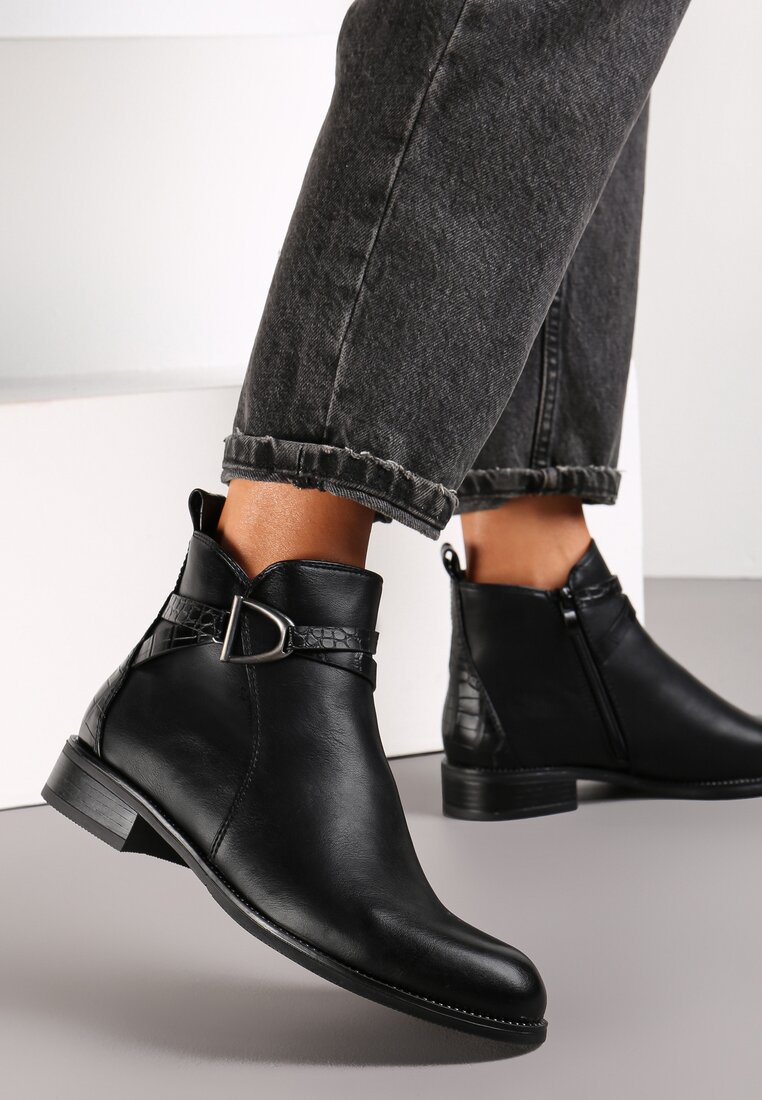 Ghete Botine Negre cu Cataramă Cholle