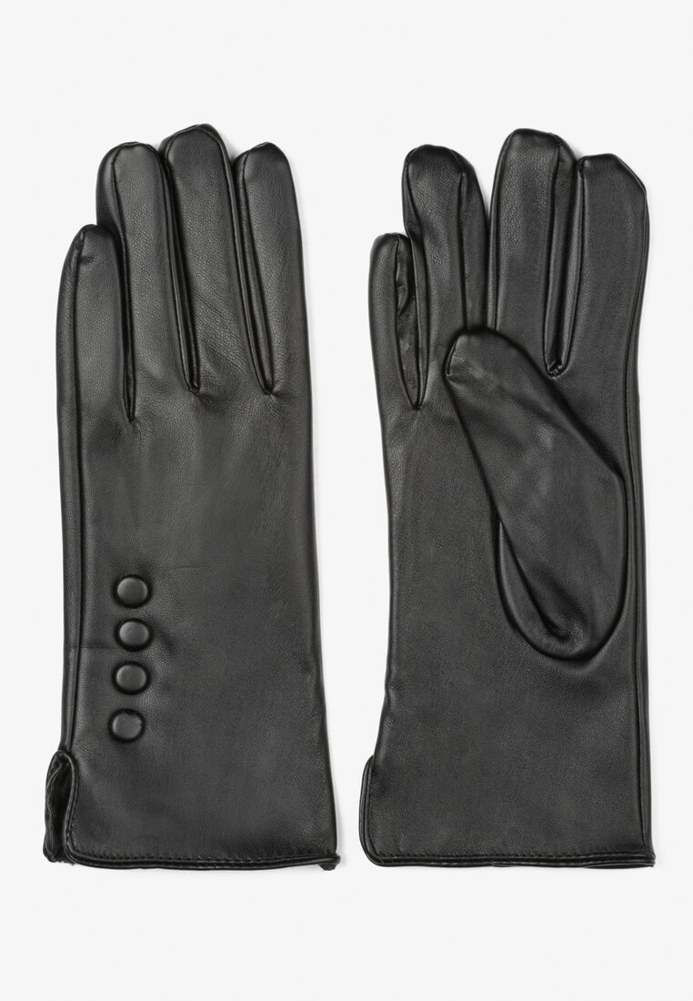 Czarne Rękawiczki z Imitacji Skóry Sodla