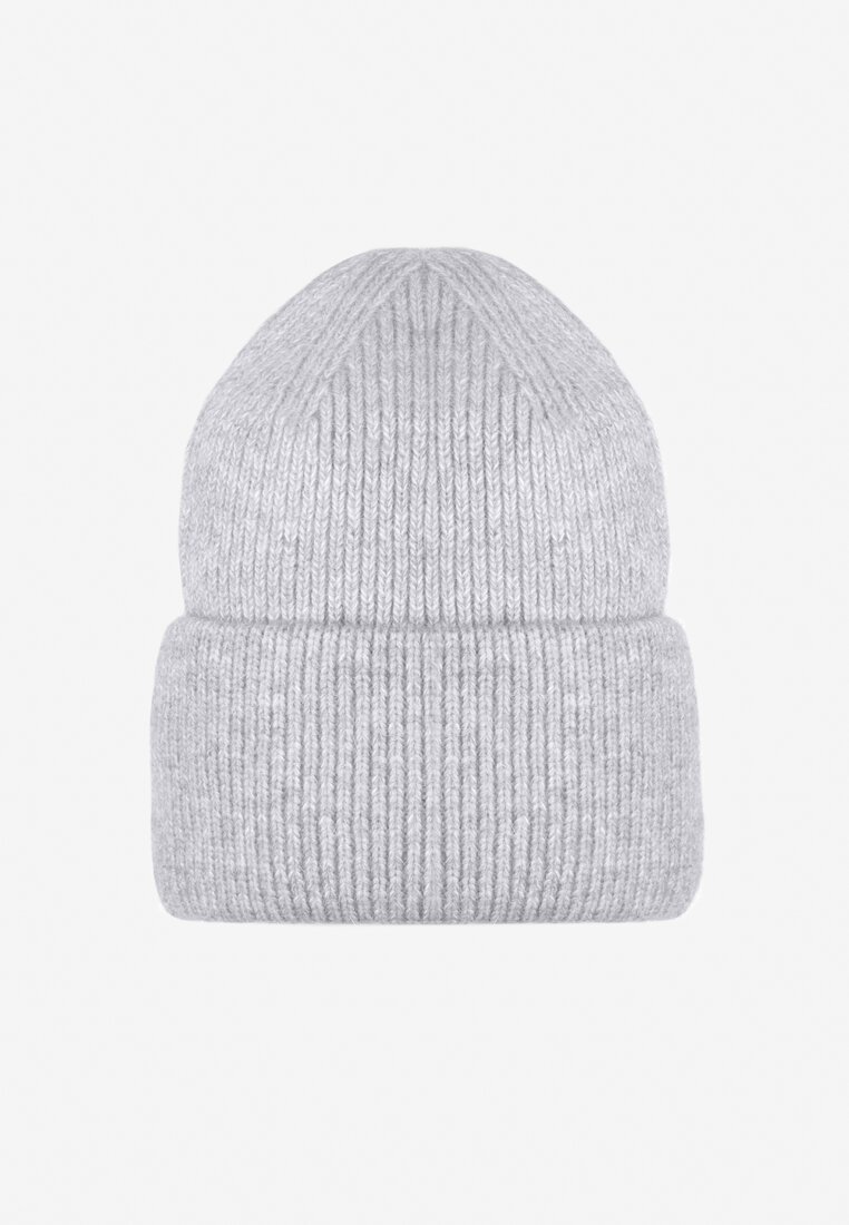 Szara Czapka Beanie Dzianinowa Gwenllian