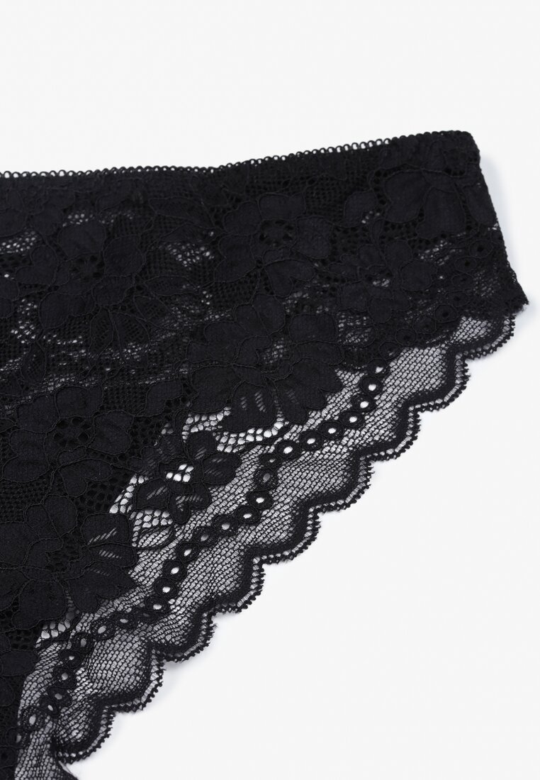 Czarne Majtki o Fasonie Figi z Koronką Agresti