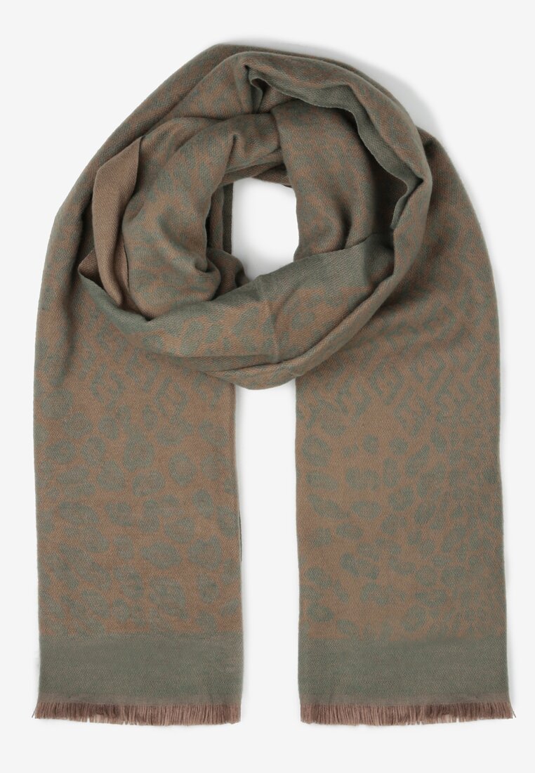 Zielony Szalik z Bawełny i Wiskozy w Cętki Melki