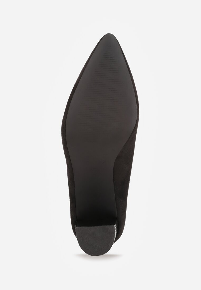 Czarne Czółenka ze Skórzaną Wkładką na Wysokim Słupku Keshi