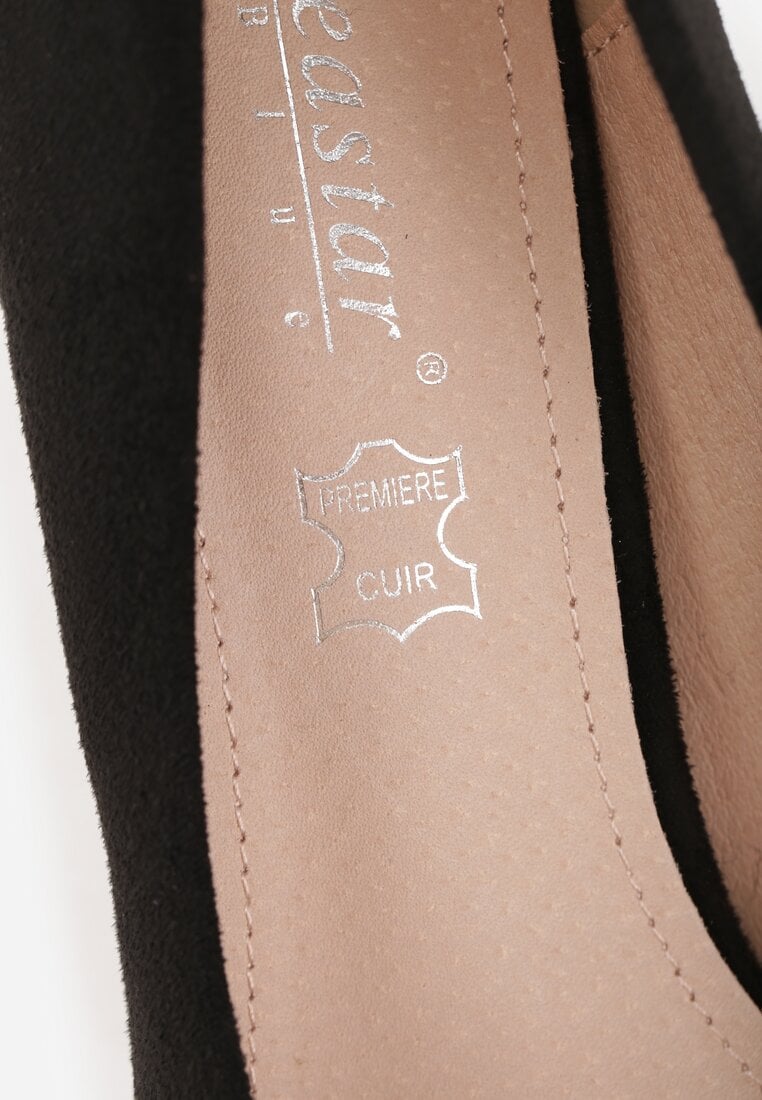 Czarne Czółenka ze Skórzaną Wkładką na Wysokim Słupku Keshi