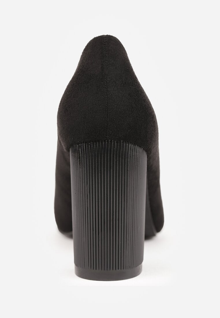 Czarne Czółenka ze Skórzaną Wkładką na Wysokim Słupku Keshi