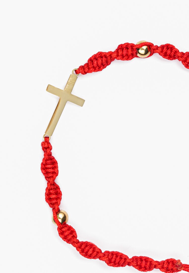 Czerwona Regulowana Bransoletka na Czerwonej Nitce z Krzyżykiem Epheim
