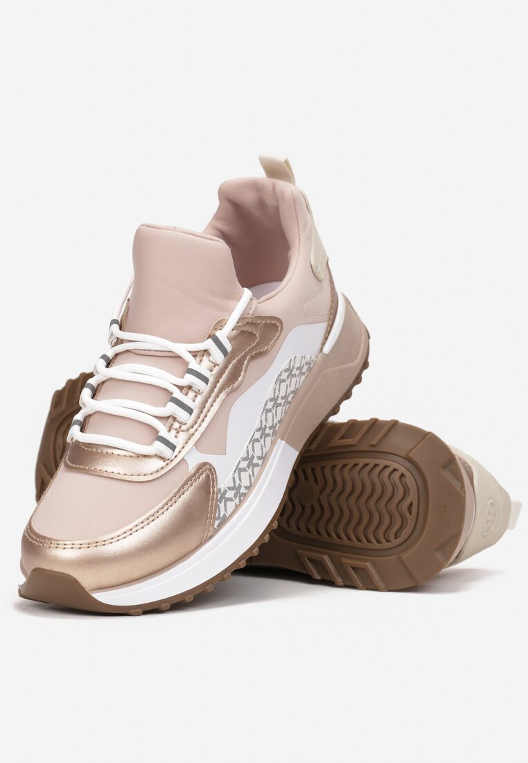 Złoto-Różowe Wsuwane Sneakersy Zdobione Kolorowymi Wstawkami Virreg