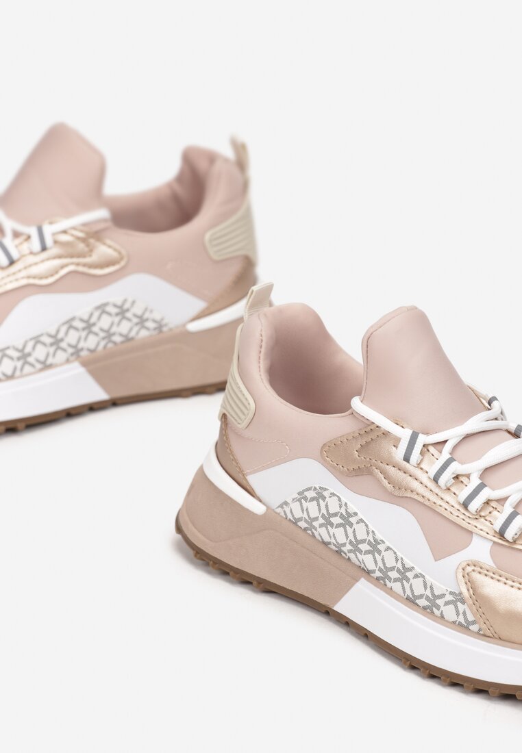 Złoto-Różowe Wsuwane Sneakersy Zdobione Kolorowymi Wstawkami Virreg