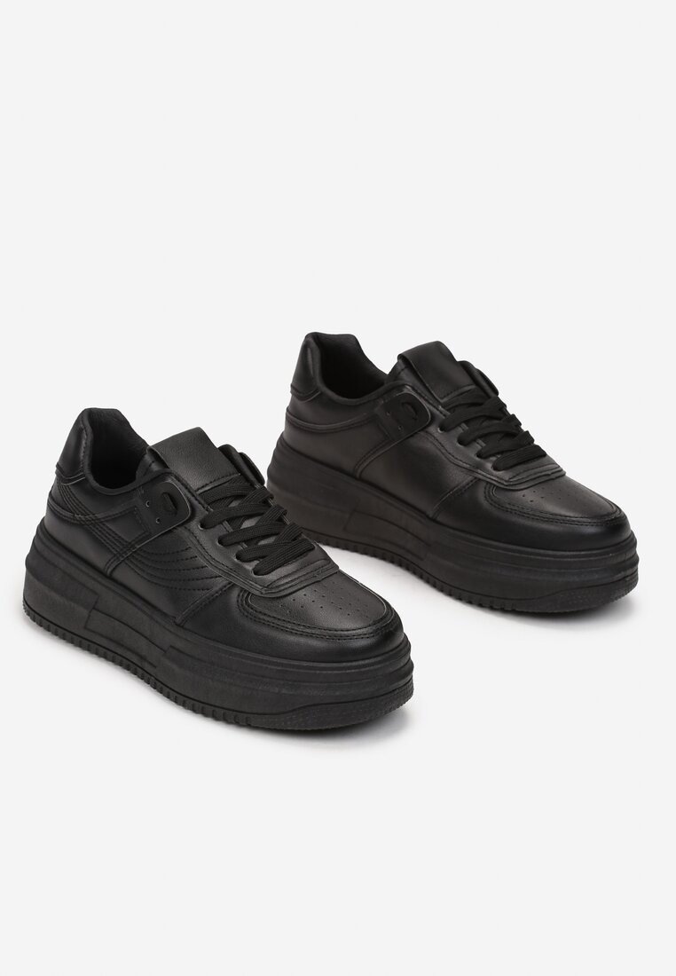 Czarne Sneakersy na Platformie Ireni